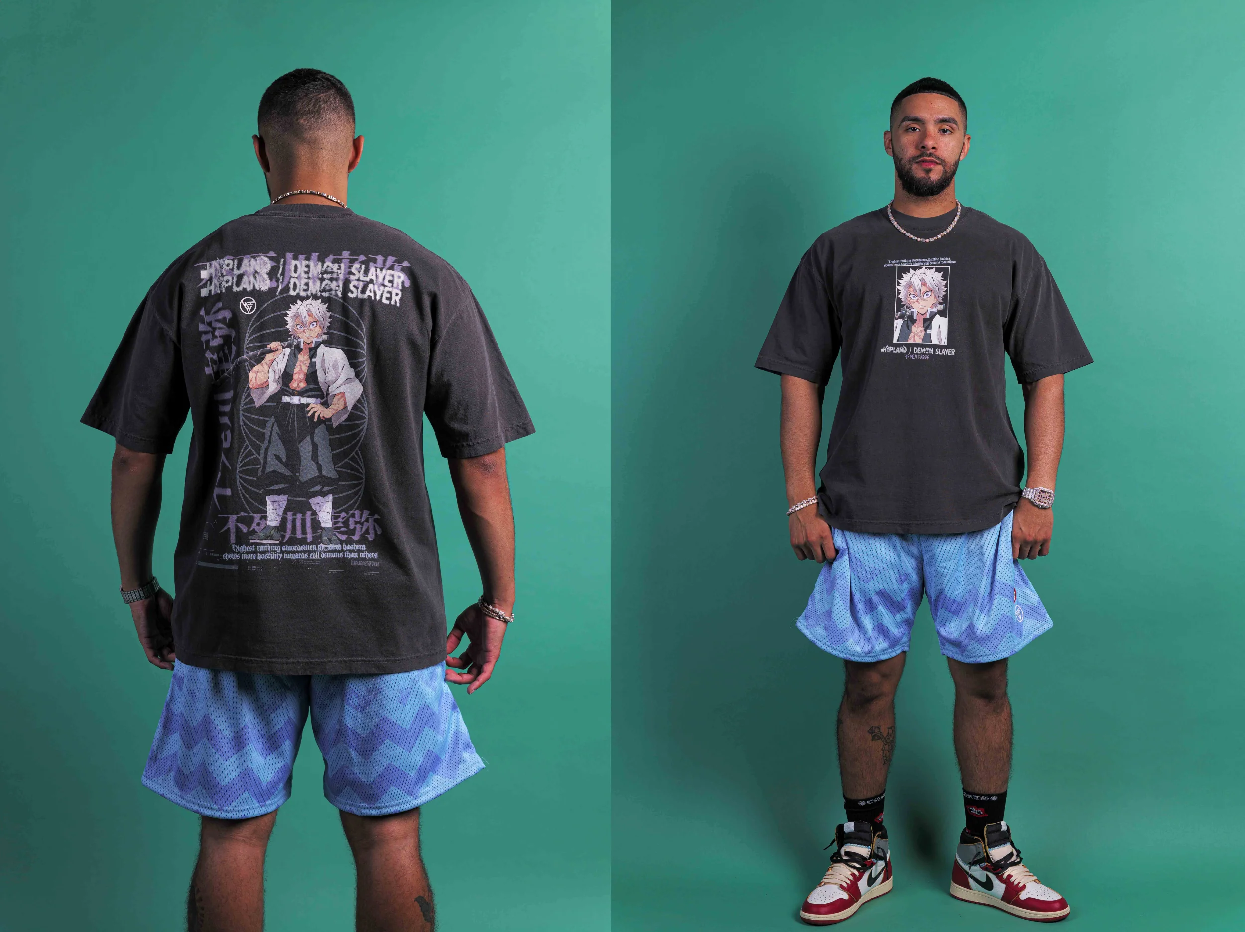 DEMON SLAYER INOSUKE MESH SHORTS (BLUE) - Image 3