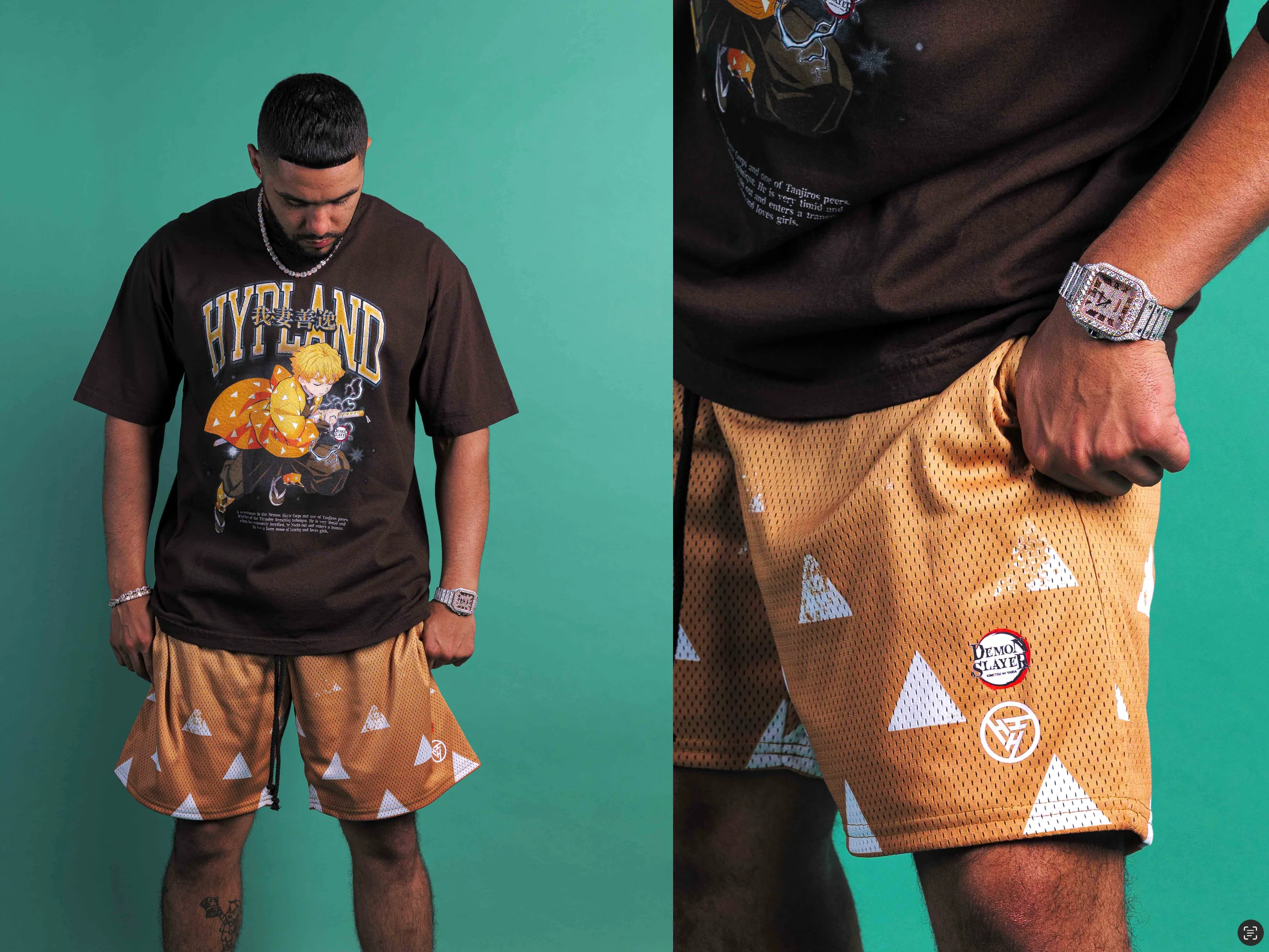 DEMON SLAYER ZENITSU MESH SHORTS (YELLOW) - Image 3