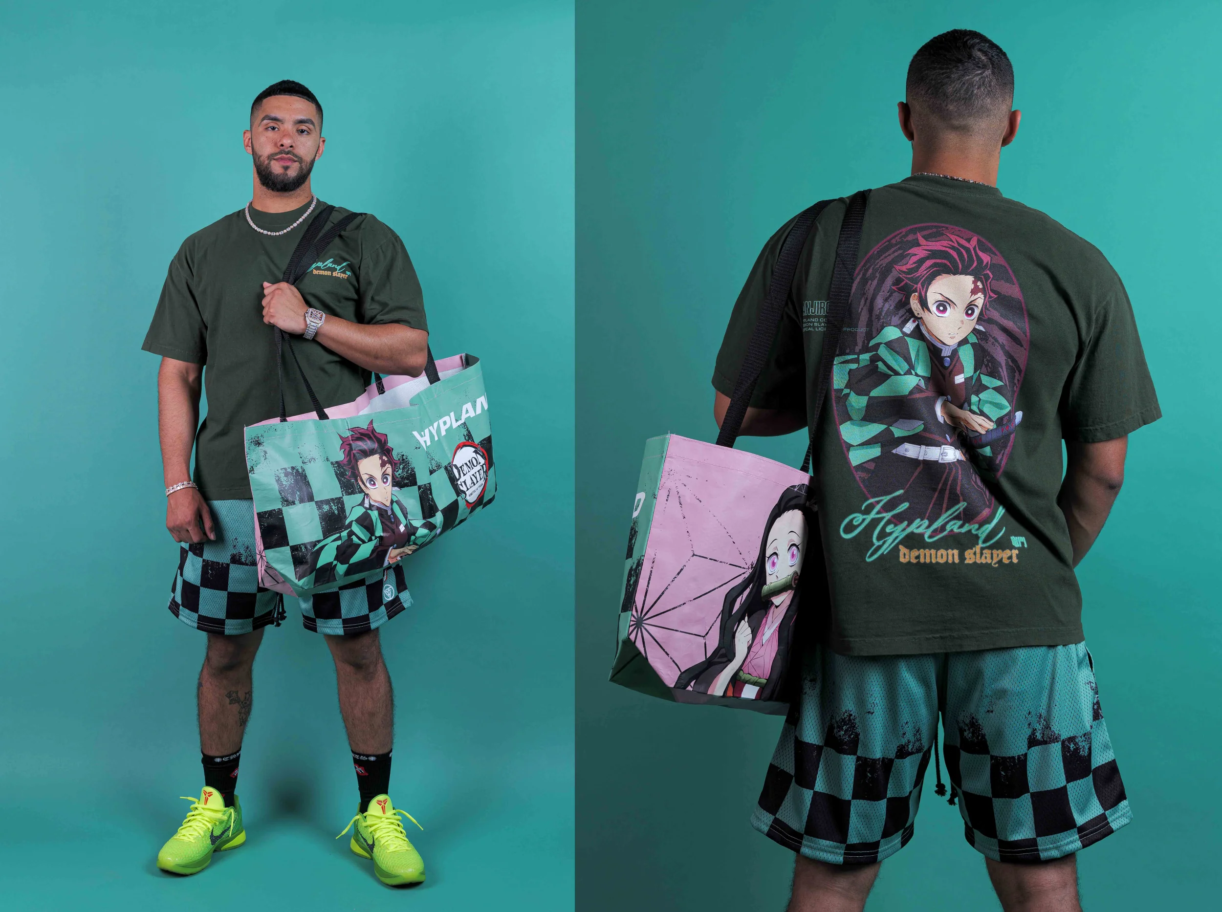 DEMON SLAYER TANJIRO MESH SHORTS (GREEN) - Image 3