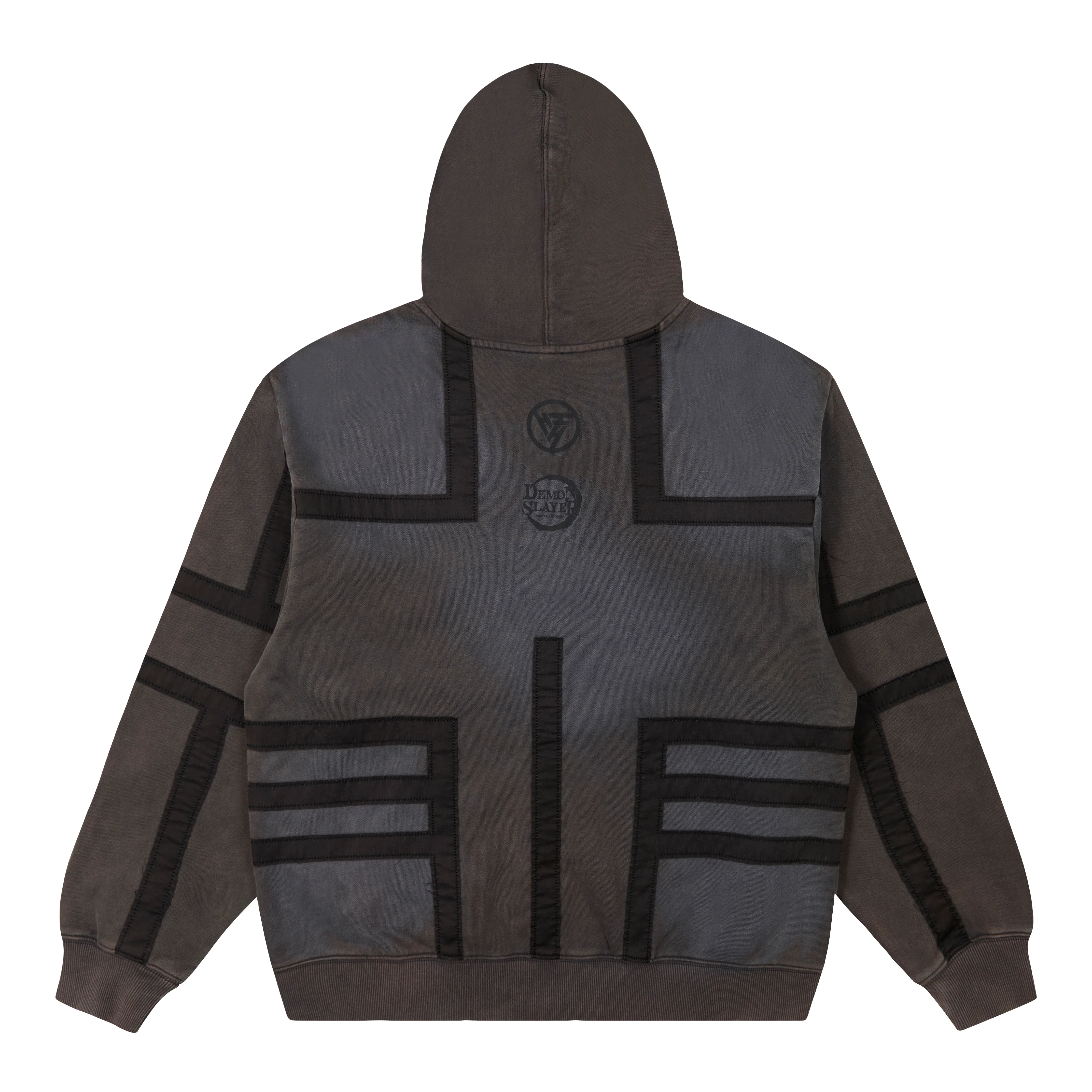 DEMON SLAYER AKAZA ZIP UP HOODIE (WASHED BLACK) - Image 2