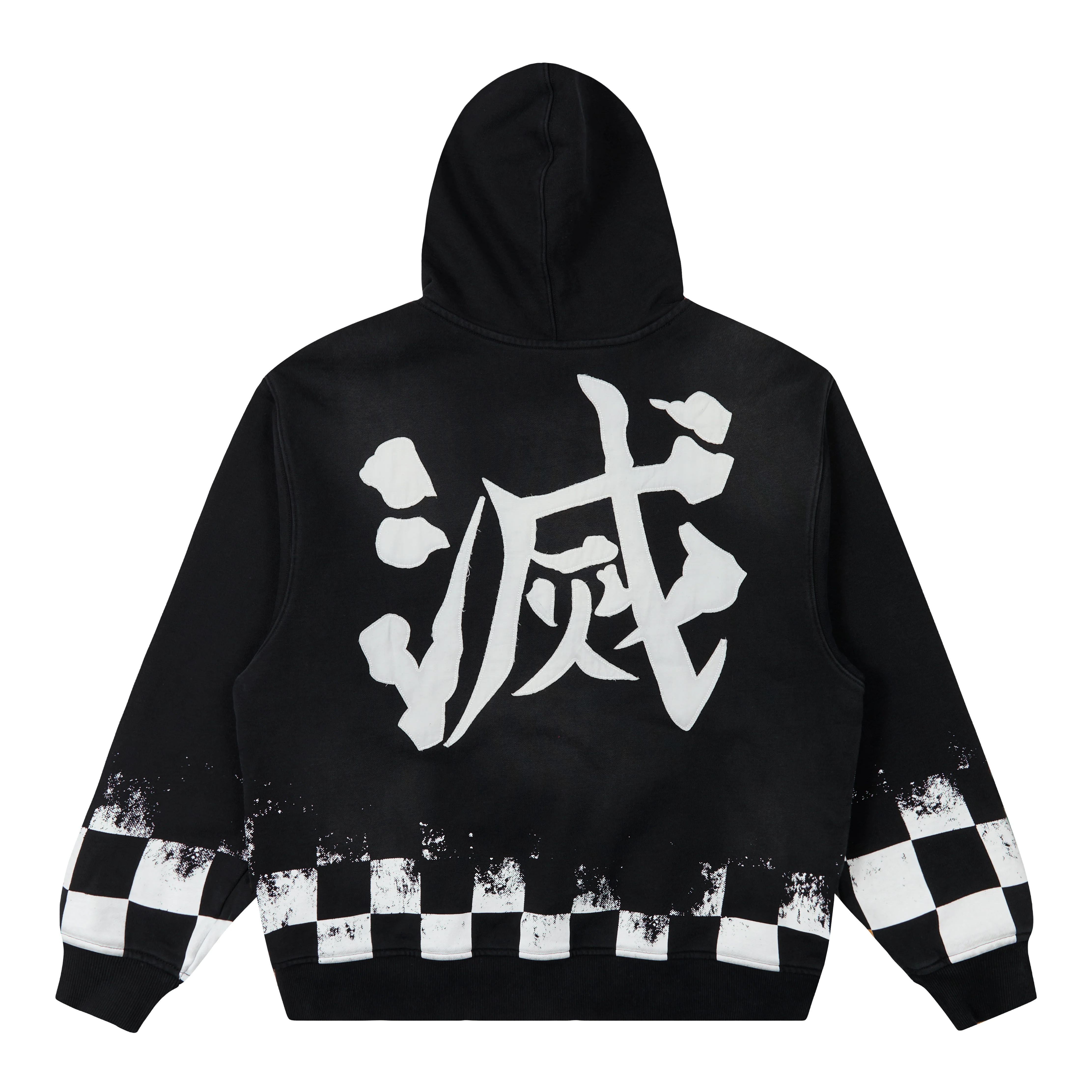 DEMON SLAYER CHECKERED GRADIENT HOODIE (BLACK) - Image 2