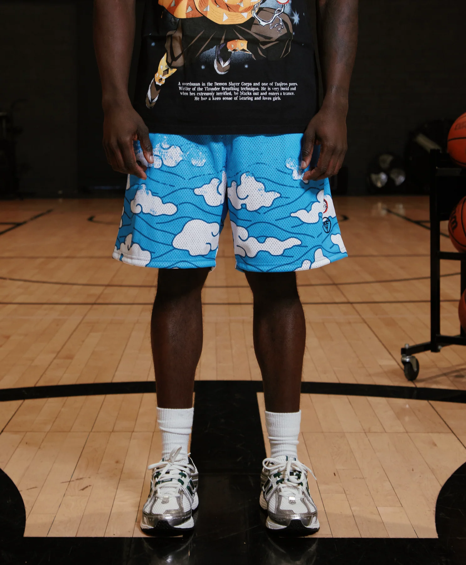 DEMON SLAYER CLOUD MESH SHORTS (POWDER BLUE) - Image 3
