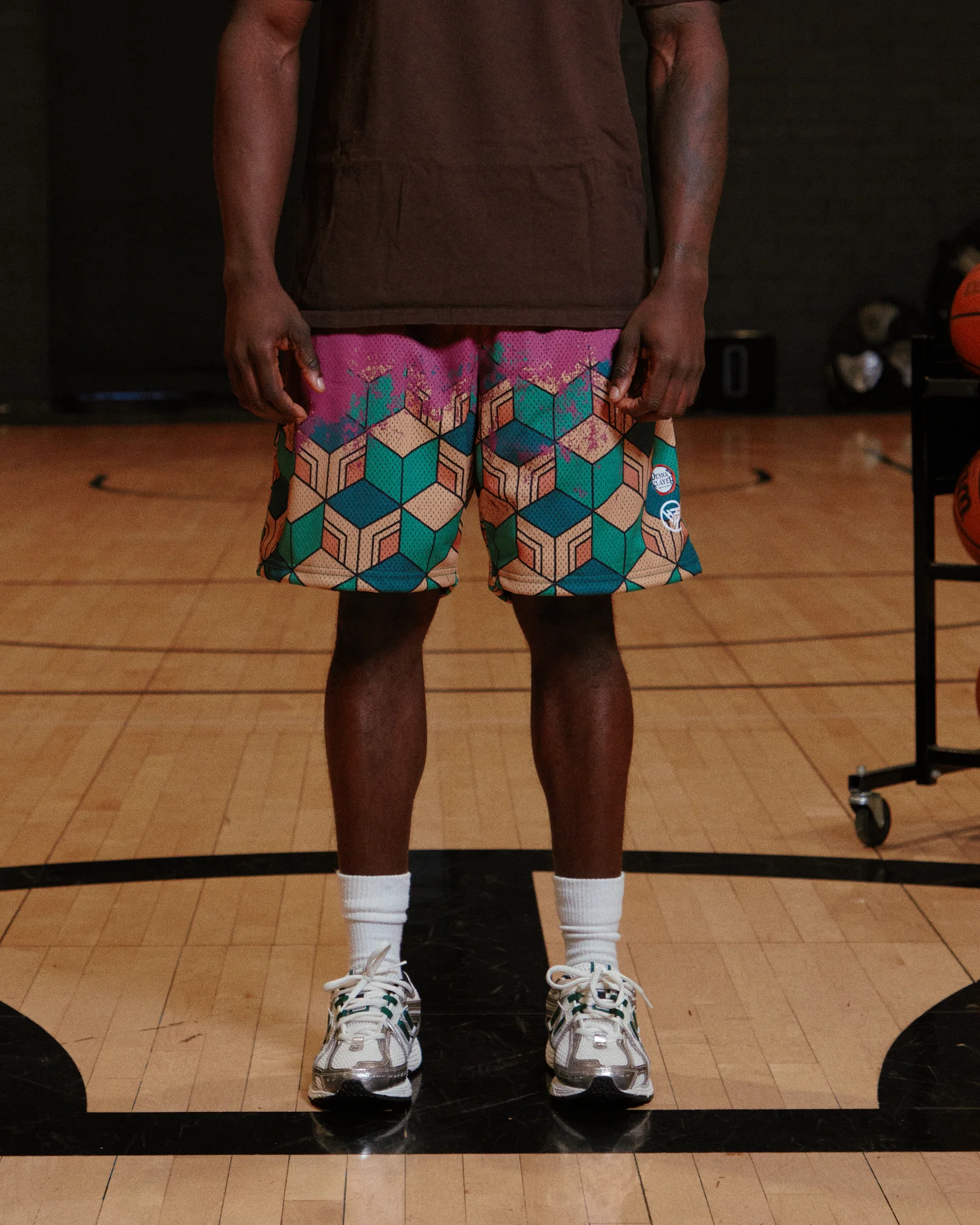 DEMON SLAYER GIYU MESH SHORTS (MAROON) - Image 4