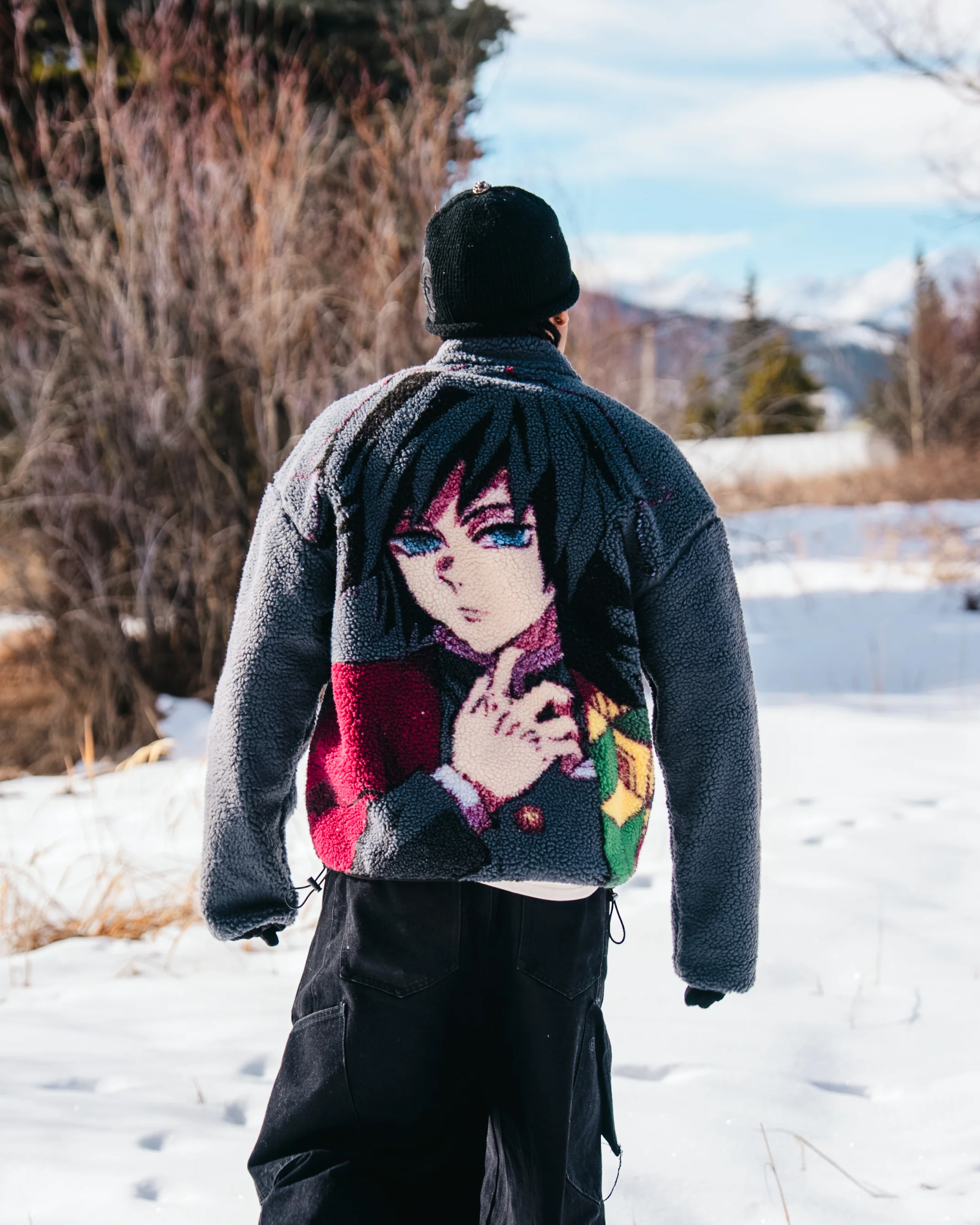 DEMON SLAYER GIYU SHERPA JACKET (GREY) - Image 3