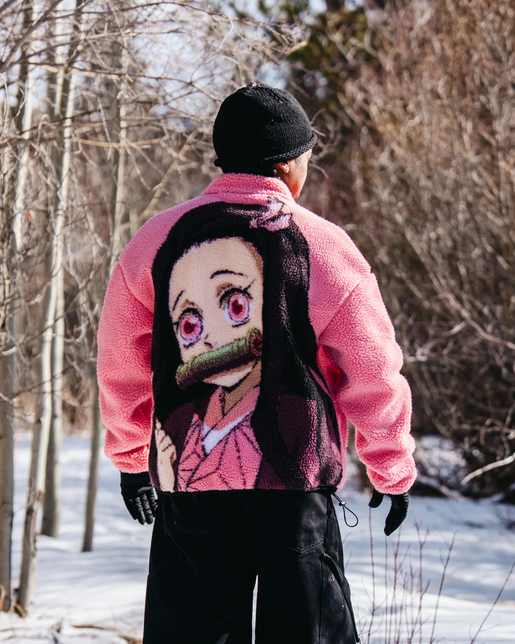 DEMON SLAYER NEZUKO SHERPA JACKET (PINK) - Image 3