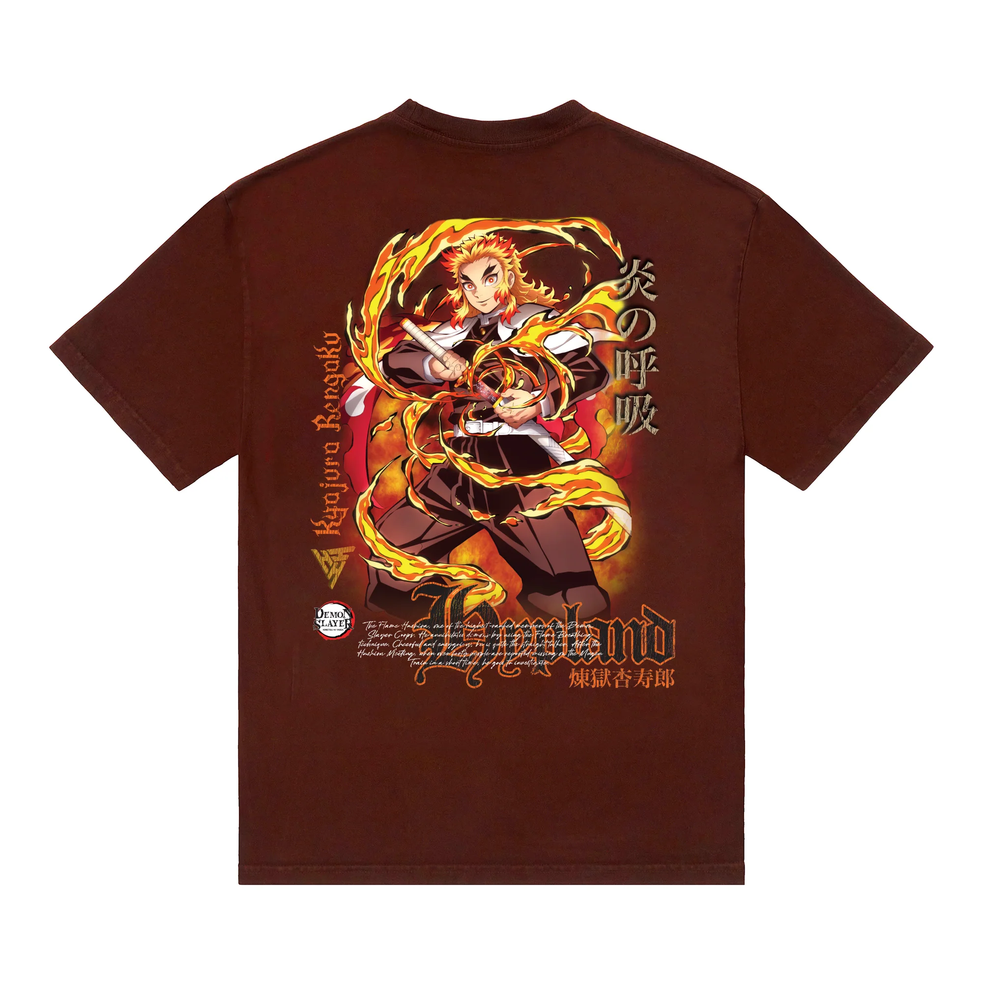 DEMON SLAYER RENGOKU FLAME SHIRT (BURGUNDY)