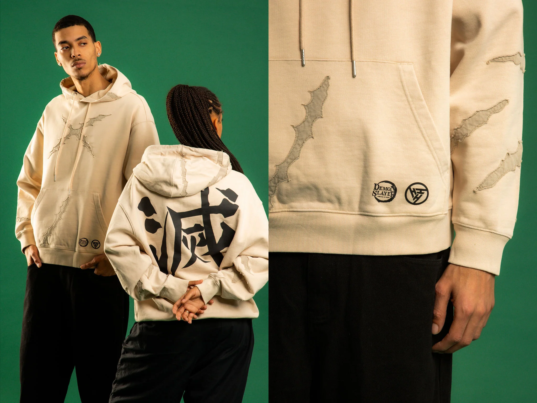 DEMON SLAYER SANEMI SCAR HOODIE (CREAM) - Image 3