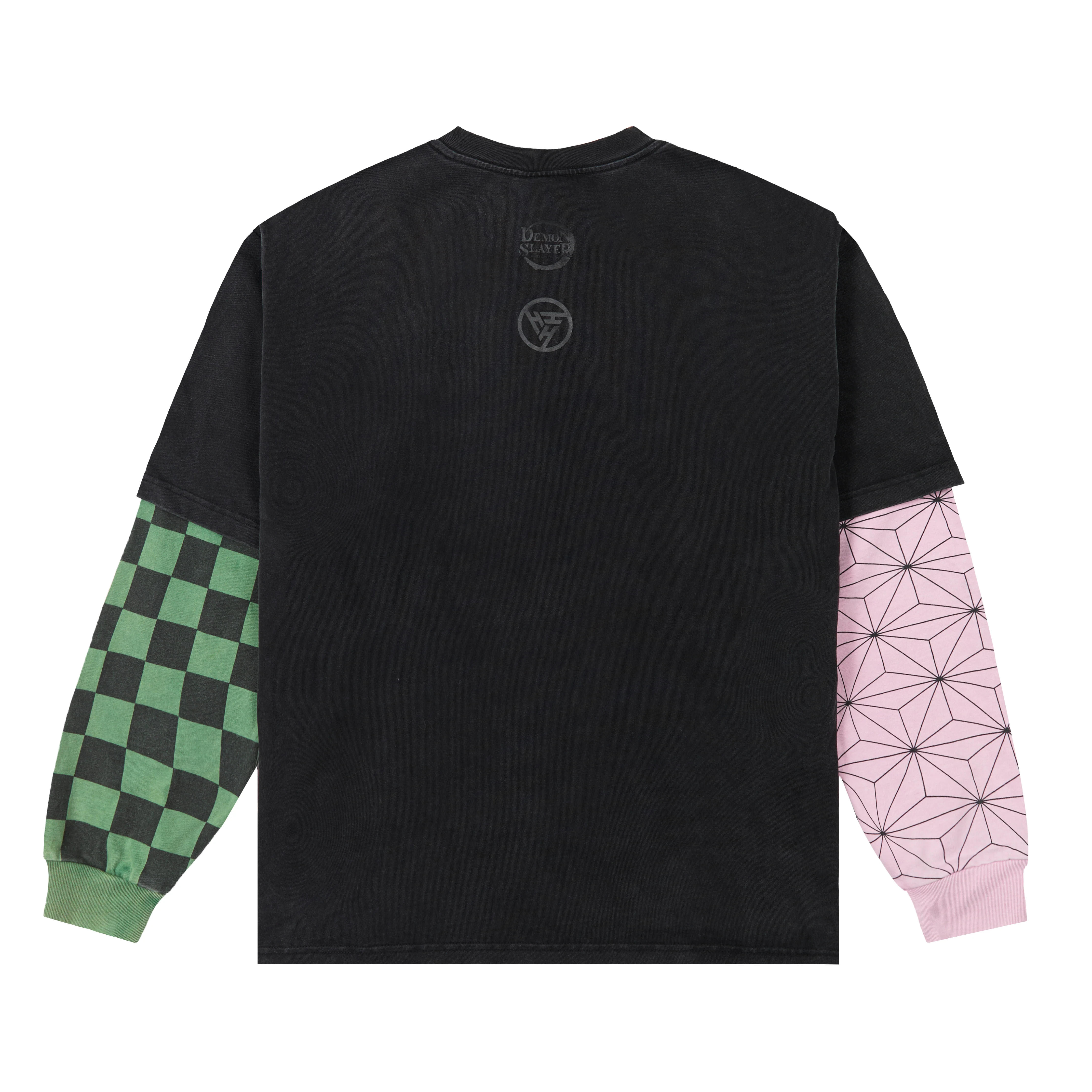 DEMON SLAYER SIBLING DOUBLE LAYER LONG SLEEVE SHIRT (WASHED BLACK) - Image 2