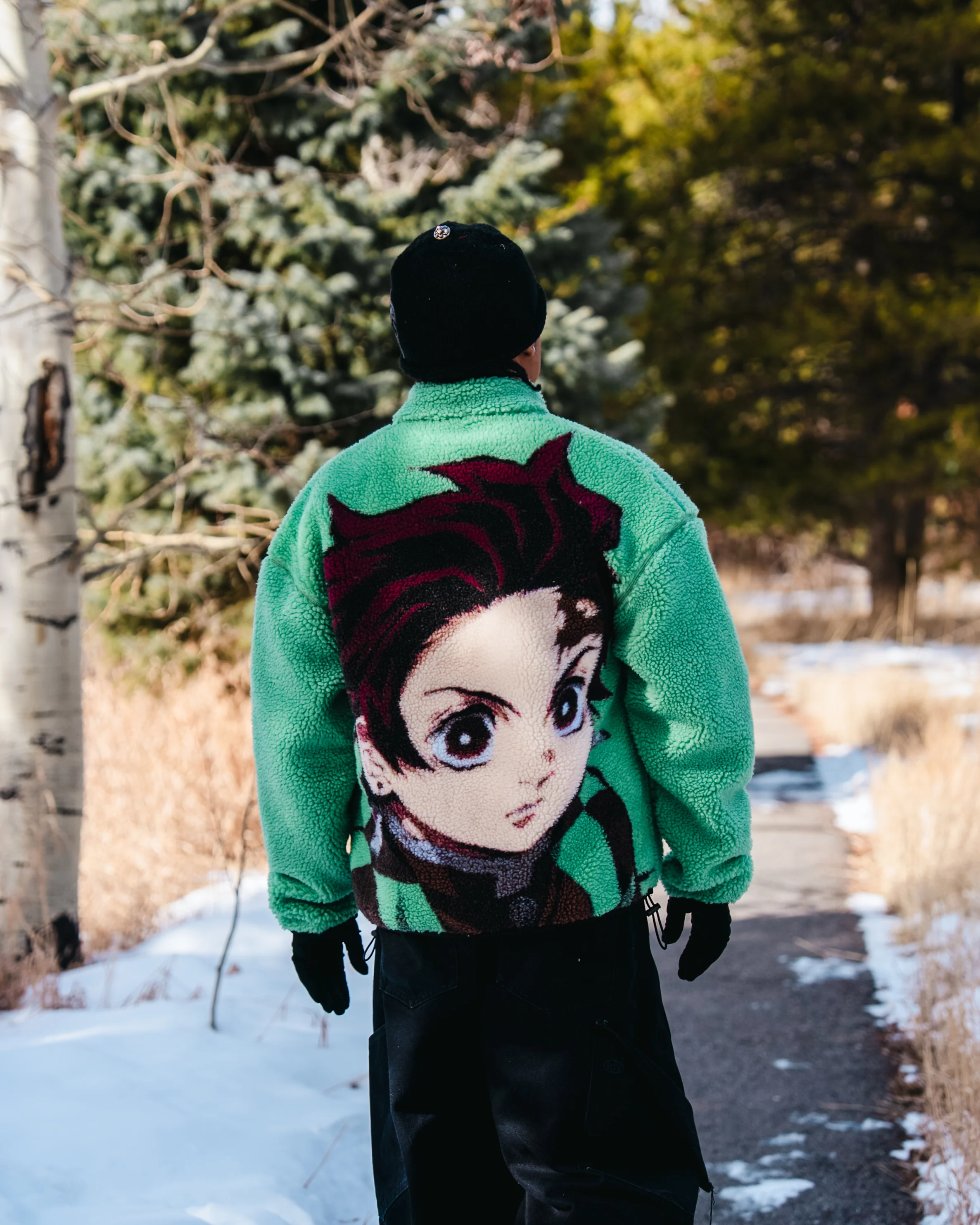 DEMON SLAYER TANJIRO SHERPA JACKET (GREEN) - Image 3