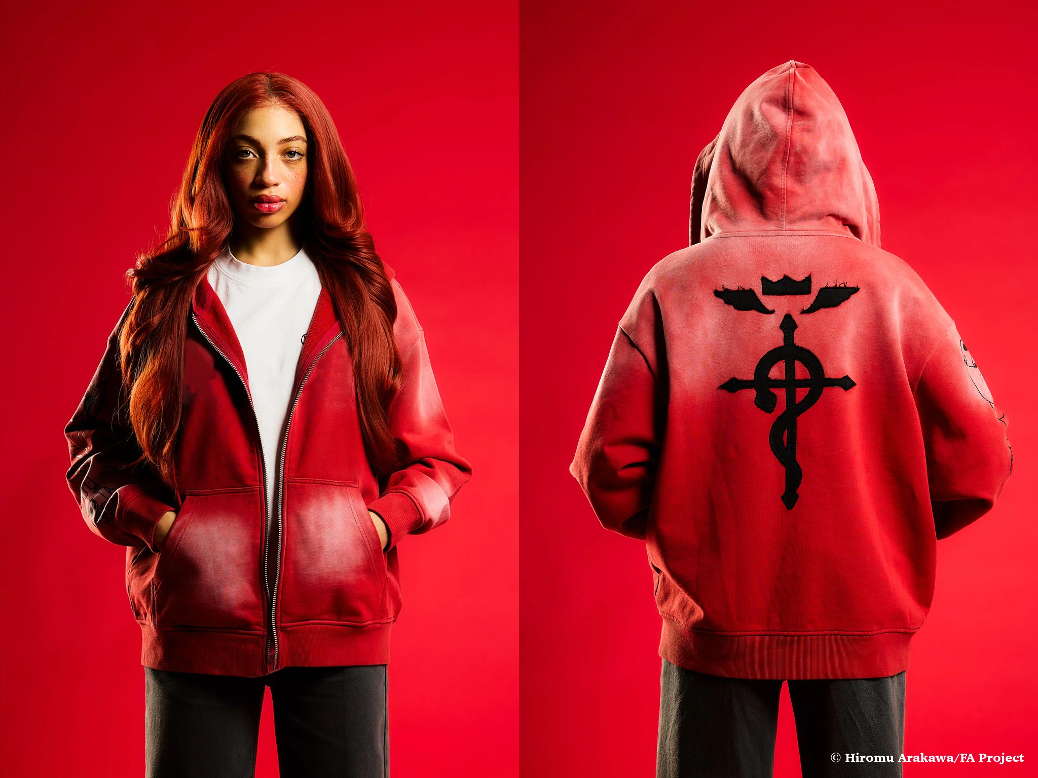 FMAB EDWARD ZIP UP HOODIE (RED) *PRE-ORDER* - Image 3
