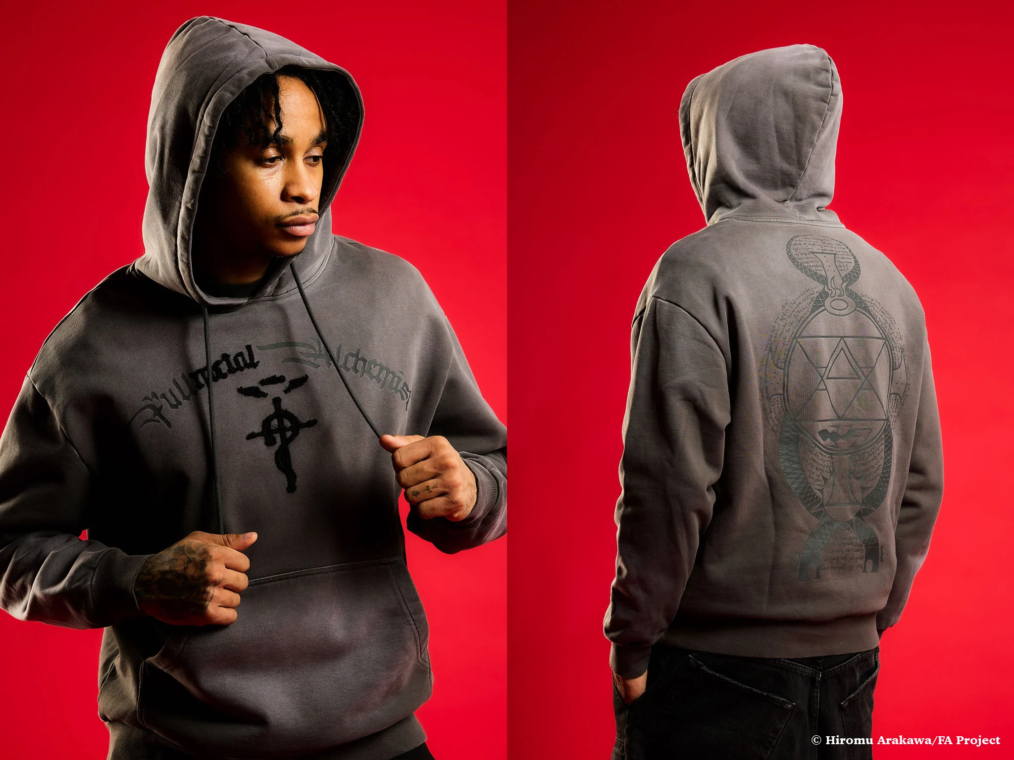 FMAB HAWKEYE TATTOO HOODIE (WASHED GREY) *PRE-ORDER* - Image 3