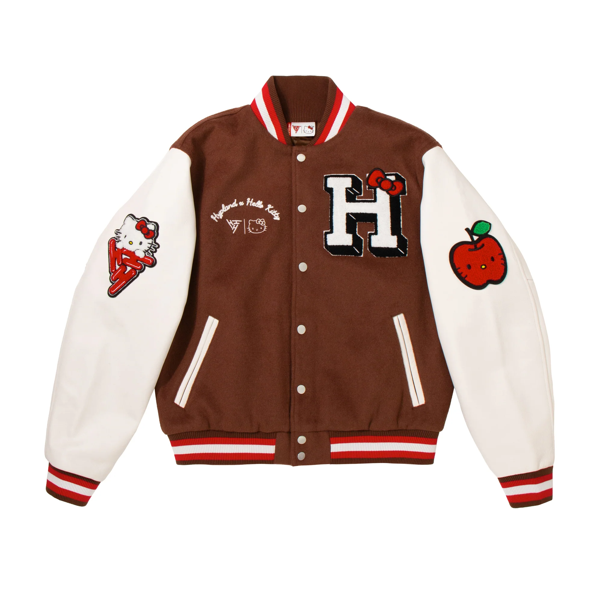 HELLO KITTY APPLES VARSITY JACKET (COFFEE) - Image 3