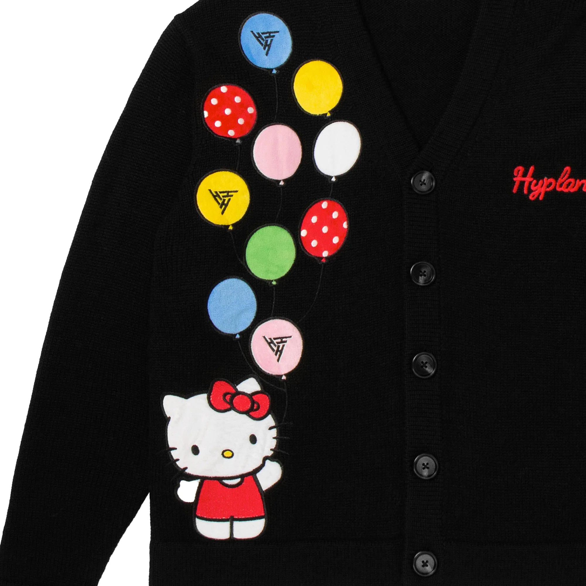 HELLO KITTY BALLOONS KNIT CARDIGAN (BLACK) - Image 4