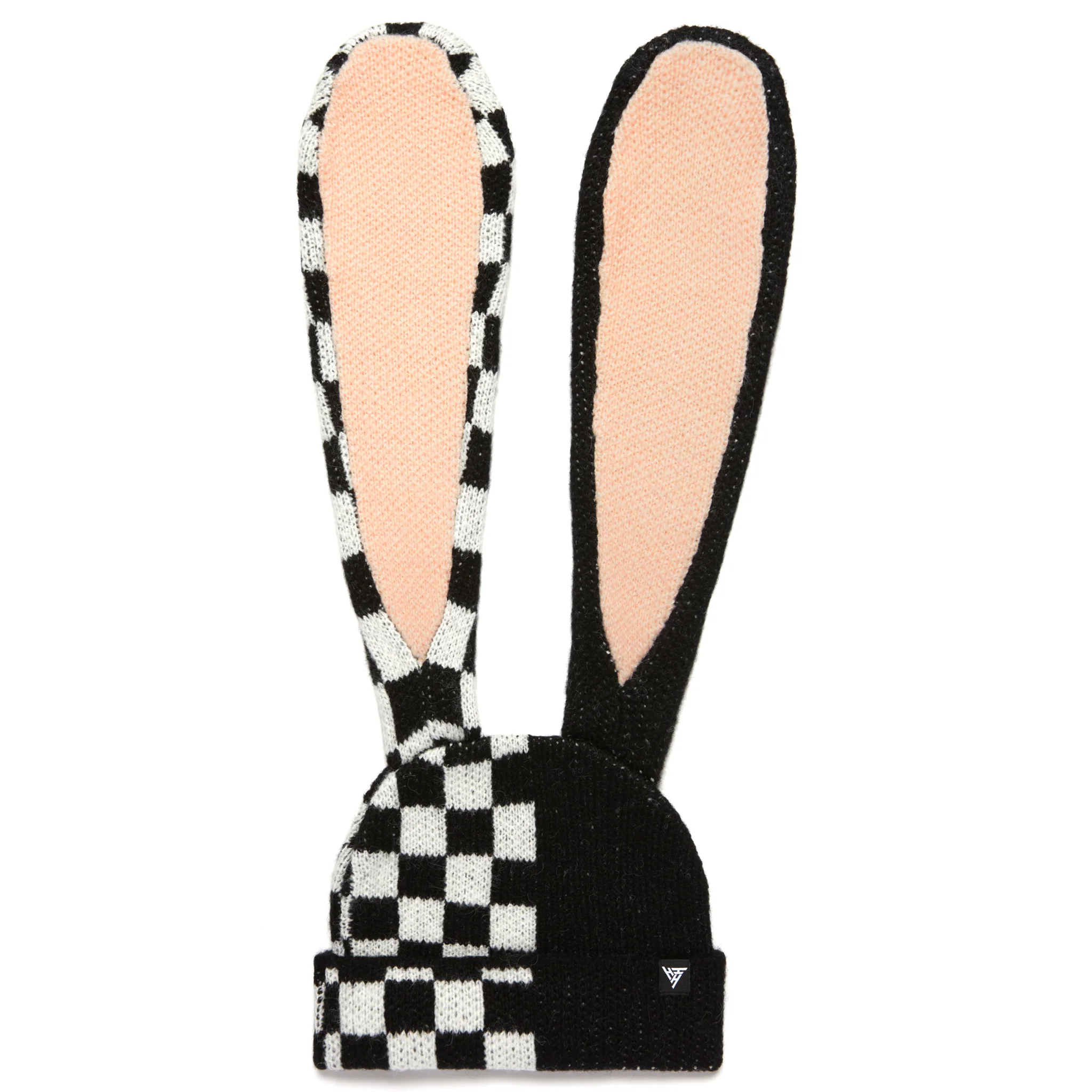 HYPLAND CHECKERED BUNNY BEANIE (BLACK/WHITE) - Image 2