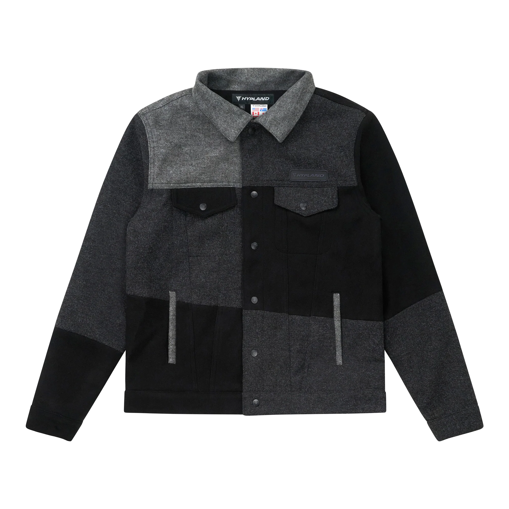 HYPLAND WOOL PATCHWORK TRUCKER JACKET (BLACK)