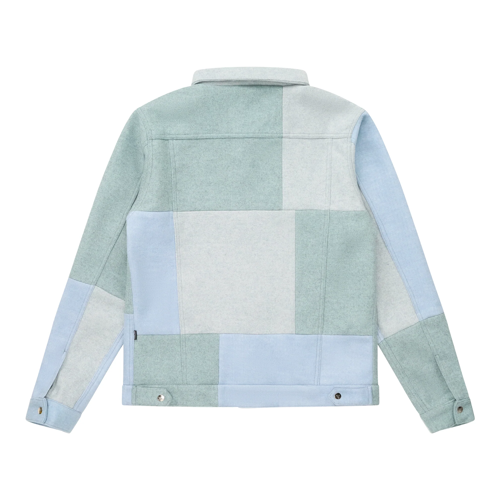HYPLAND WOOL PATCHWORK TRUCKER JACKET (BLUE) - Image 2