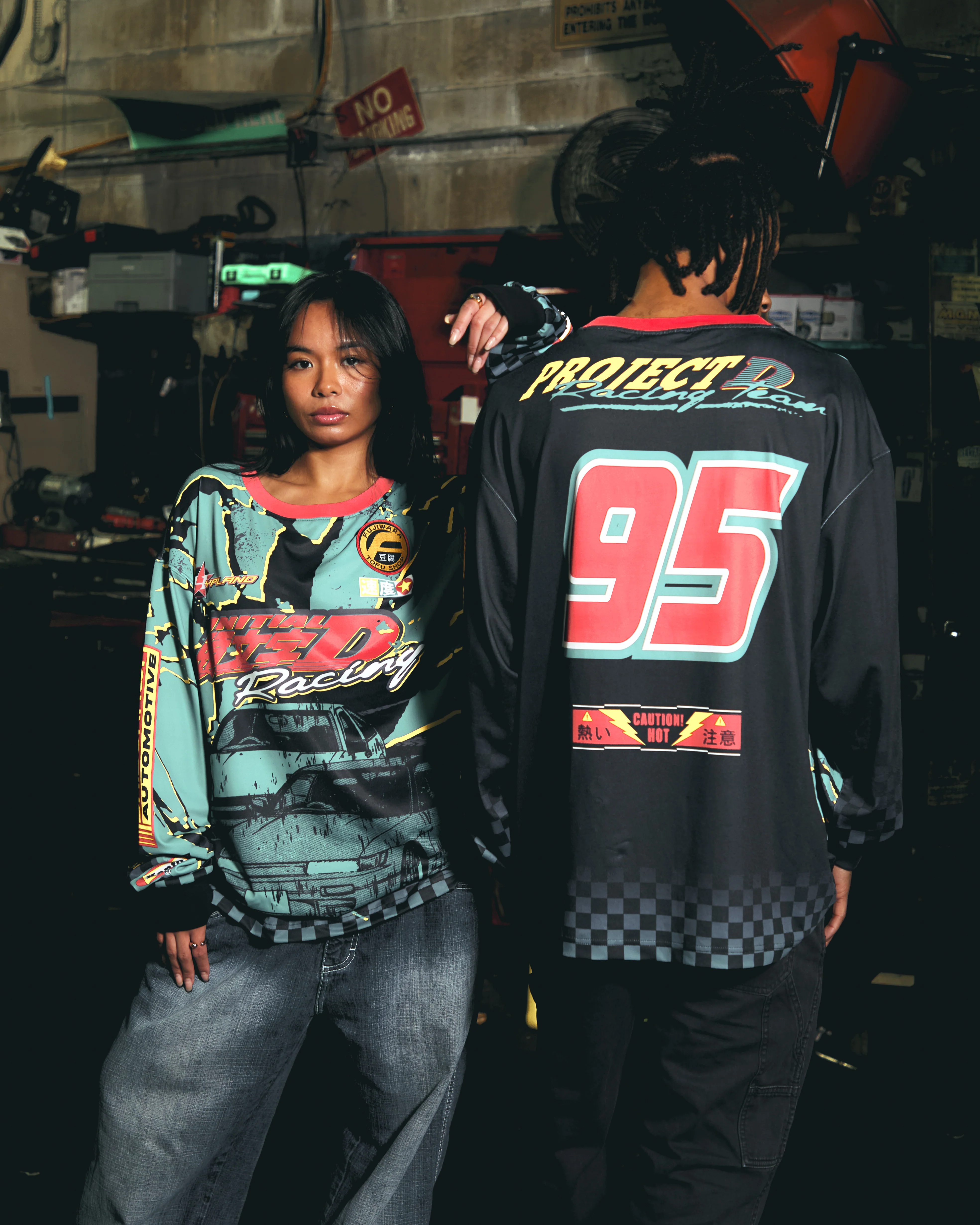 INITIAL D MOTO LONG SLEEVE SHIRT (GREEN) - Image 3