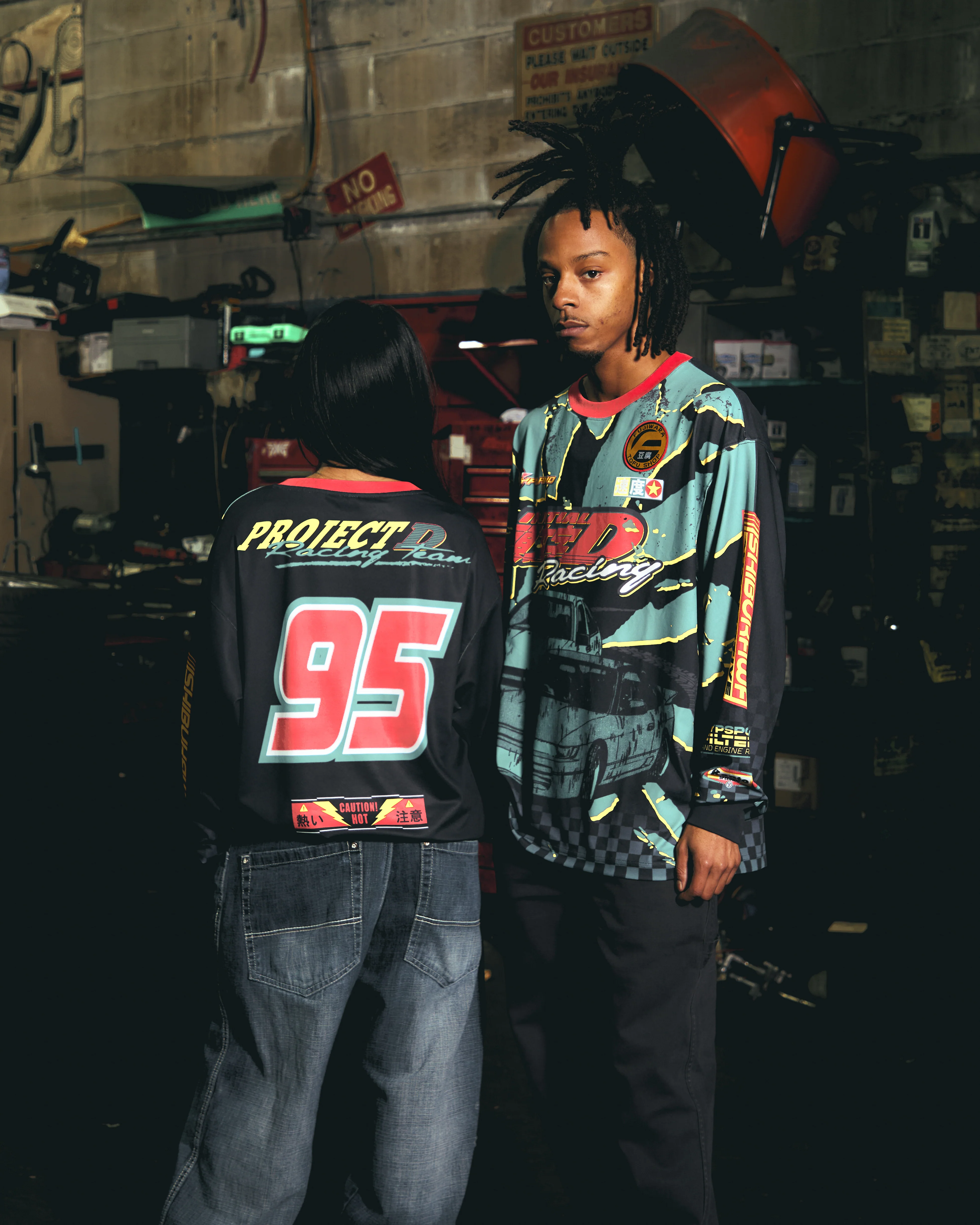 INITIAL D MOTO LONG SLEEVE SHIRT (GREEN) - Image 4