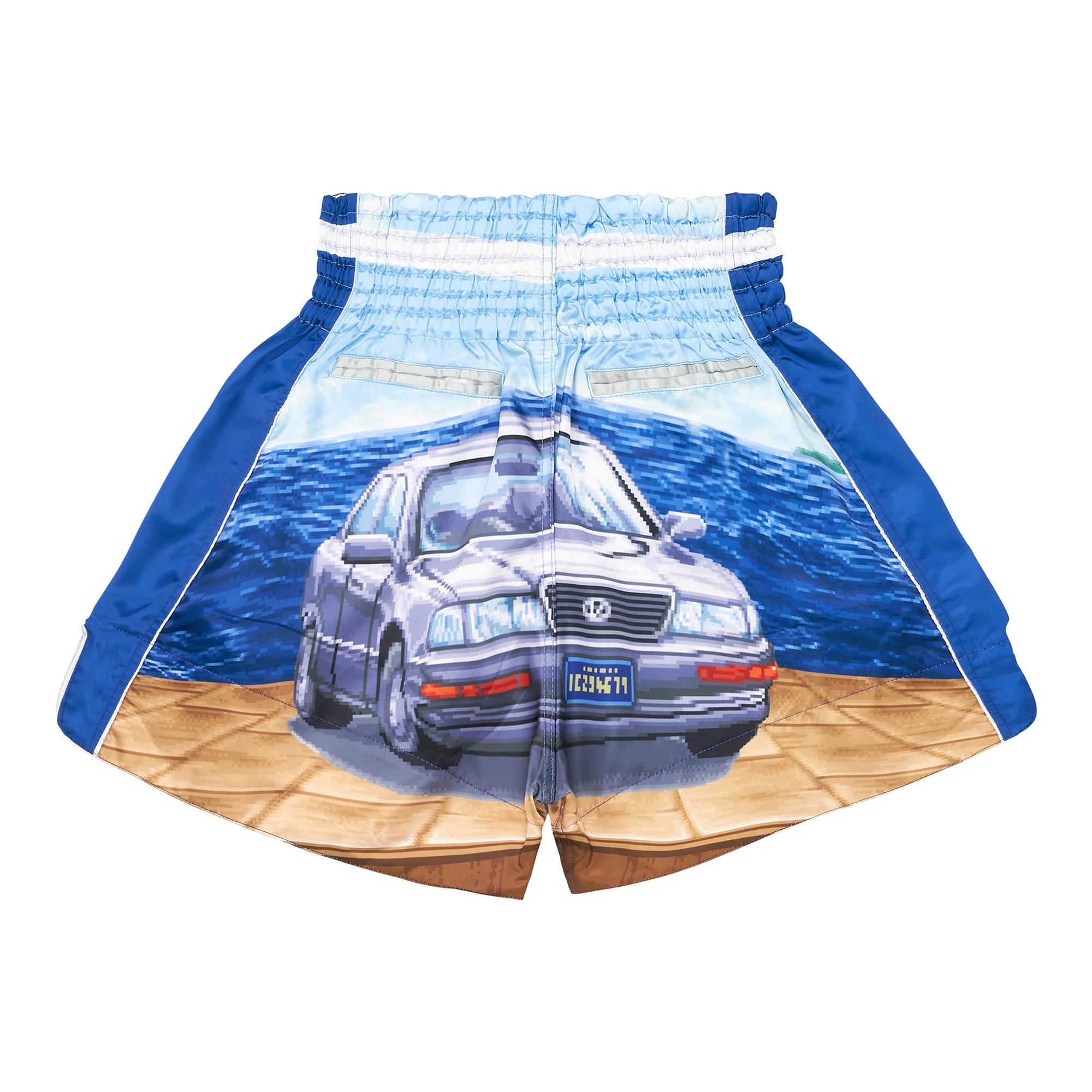 STREET FIGHTER CAR MUAY THAI SHORTS (BLUE) - Image 2