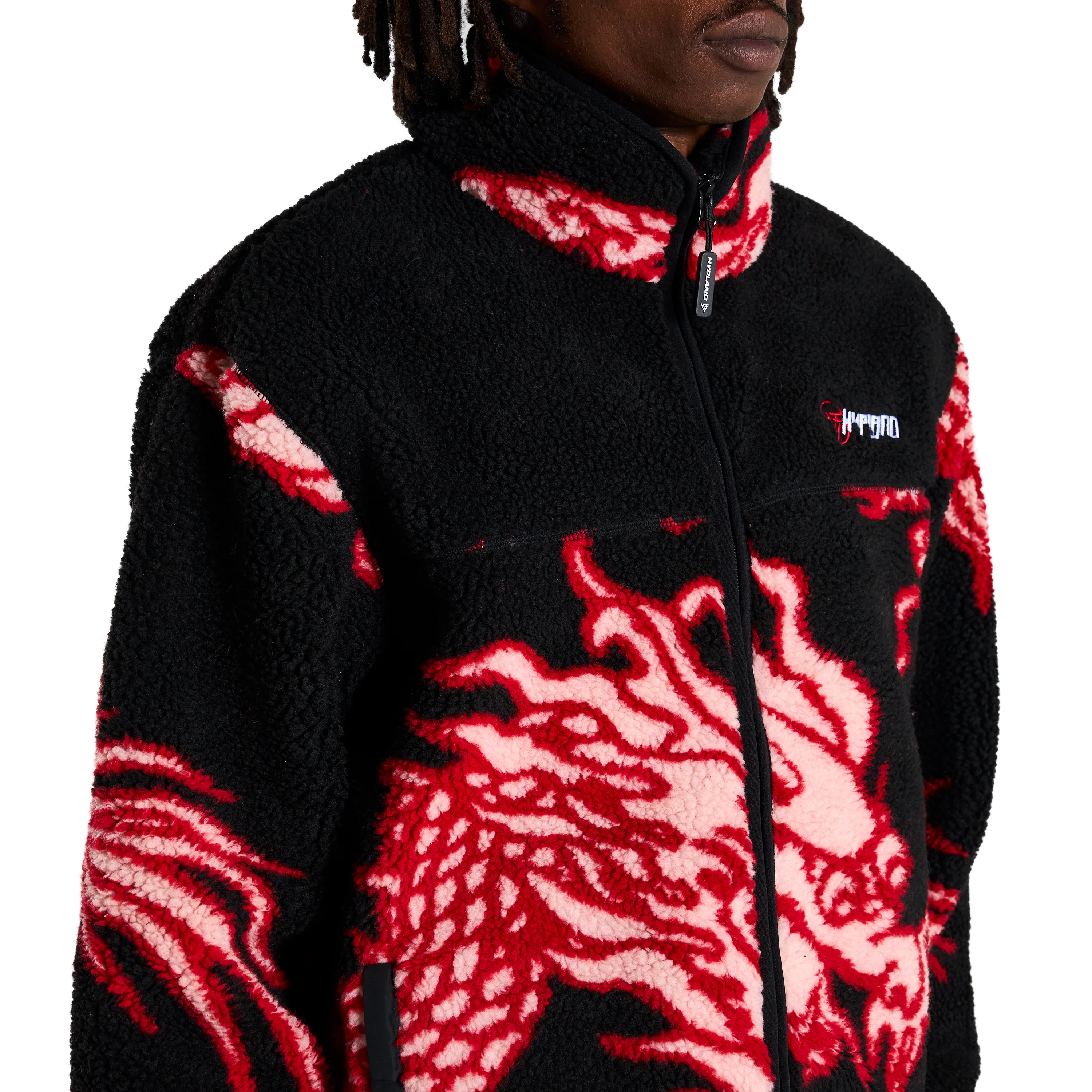 YEAR OF THE DRAGON SHERPA JACKET (BLACK) - Image 6